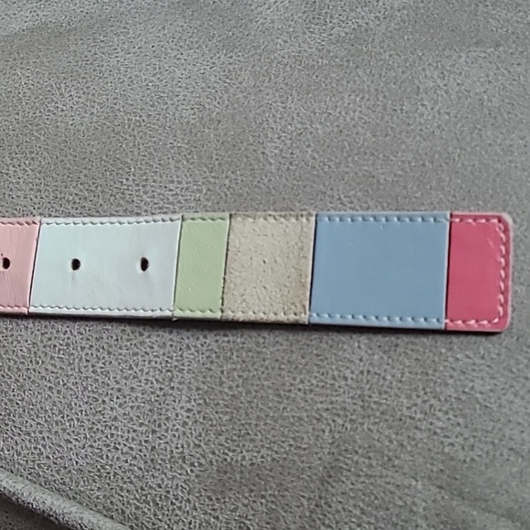 Tanner Beautiful Colorblock Genuine Leather Belt Womens Large Suede Patch ITALY‎ main image 13